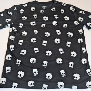 SIMPSONS Spooky Skulls Bart & Lisa Black Tee Large Unisex